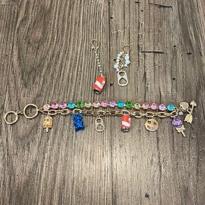 EUC Betsey Johnson Sweet Shop Charm Bracelet and Mismatched Soda Earrings